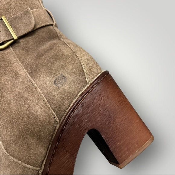 BORN Hailey Buckle Platform Leather Bootie/Side Zip US 9.5 M Taupe Distressed - Picture 6 of 13